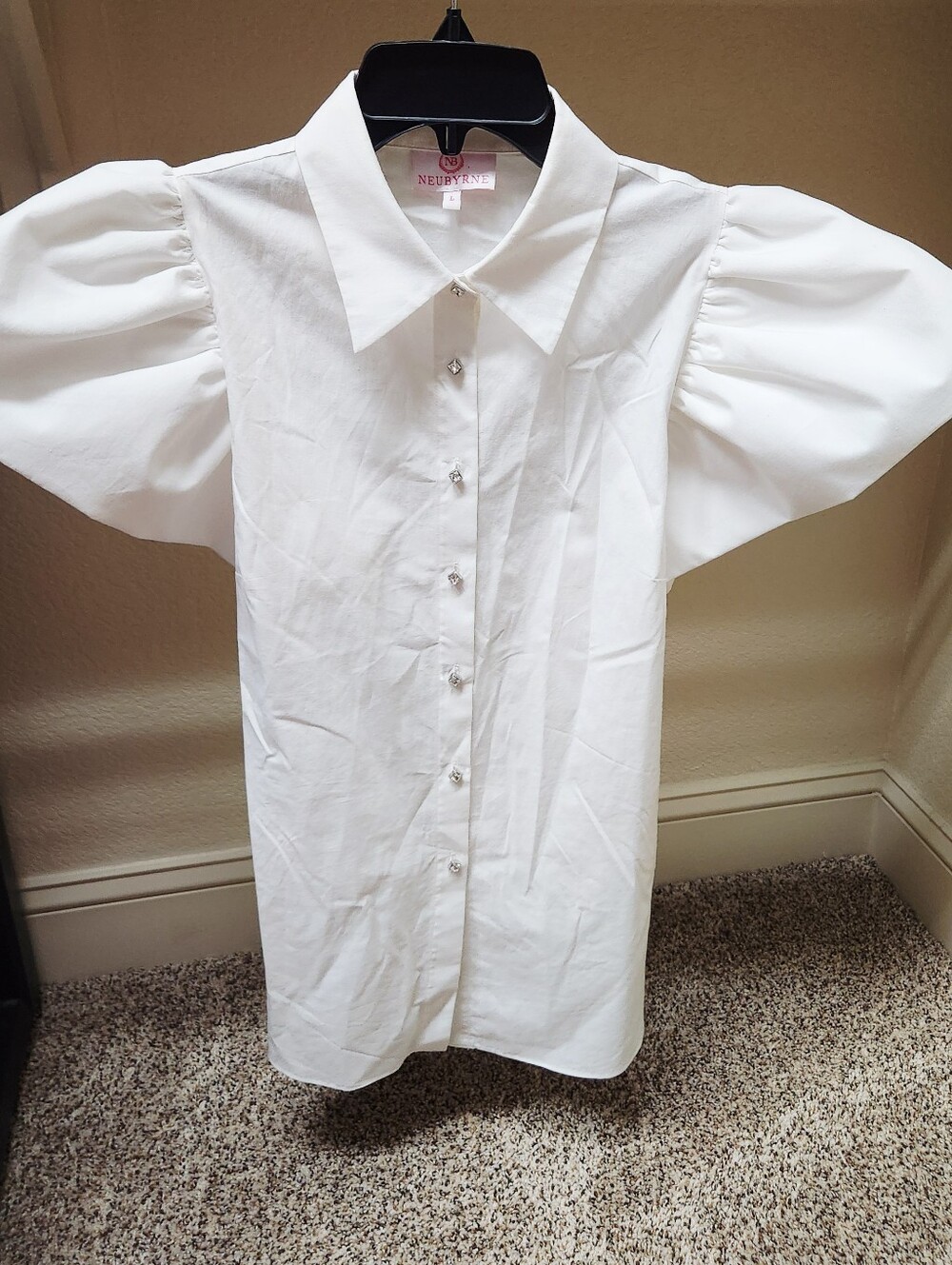 NEUBYRNE White Puff Sleeve Button-Front Shirt